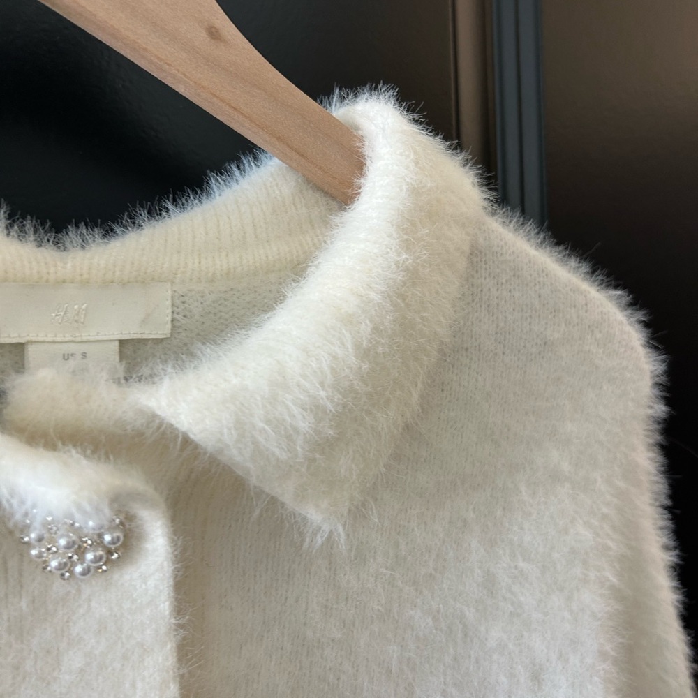 H&M Rhinestone-button Fluffy Top - Picture 8 of 8